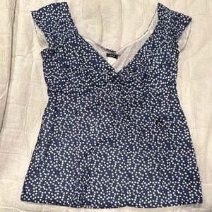 J crew Women's Blue Polka Dot Top